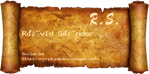 Rövid Sándor névjegykártya